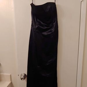 Black Formal Satin Dress with Train